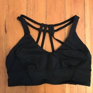 black lululemon strappy v neck sports bra sz 8